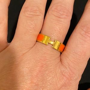 Orange Enamel H Ring